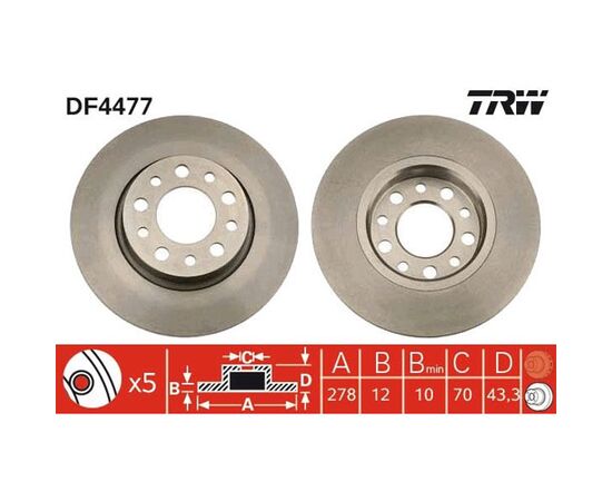 Disk kočioni zadnji TRW DF4477