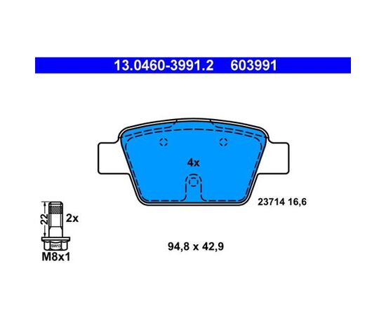 Pločice kočione zadnje ATE 13.0460-3991.2