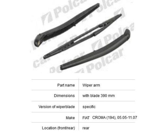 Nosač zadnje metlice komplet brisač Polcar 3029RWT1 / Croma