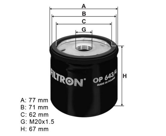 Filter ulja Filtron OP643/4 - COF100136S - F026407022 - 15243 - 586003