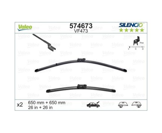 Metlice brisača set Valeo VF473 650 / 650 mm flat