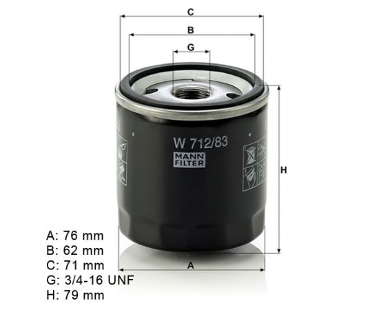 Filter ulja MANN W712/83 - OP618 - 0986452044 - COF100754S - OC988 - 15583 - 150744