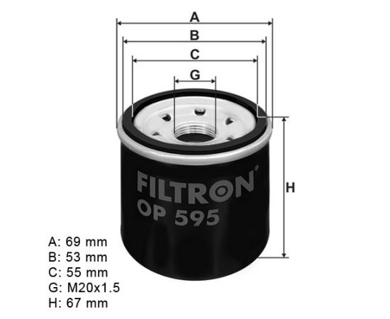 Filter ulja Filtron OP595 - F026407001 - COF100129S - COF100783S - ADN12112