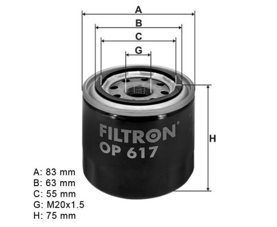 Filter ulja Filtron OP617 - 0451103316 - F026407124 - COF100110S - ADS72101